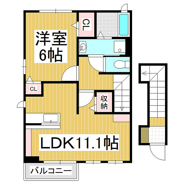 長野県塩尻市大字広丘高出(賃貸アパート1LDK・2階・46.09㎡)の写真 その2