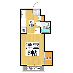 コーポアラモード8 2階1Kの間取り