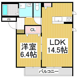 シャーメゾンフラッグ 1階1LDKの間取り