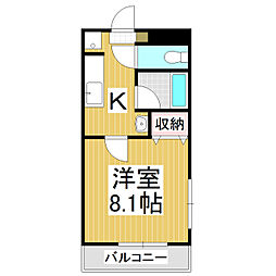 コーポ大北　Ｂ棟 2階1Kの間取り