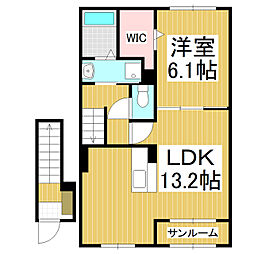 ルミナス・スターズ 2階1LDKの間取り