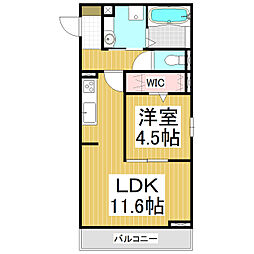 コンフォーティア塩尻大門 3階1LDKの間取り
