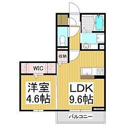 コンフォーティア塩尻大門 1階1LDKの間取り