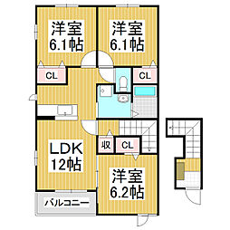 エスパニョール　dos 2階3LDKの間取り