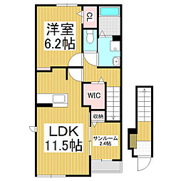 レザンベルジェ 1LDKの間取図画像
