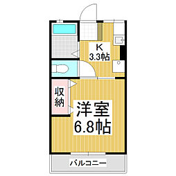 コーポ市川 1階1Kの間取り