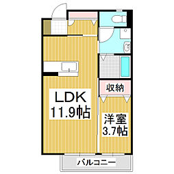 サウスウインド 1階1LDKの間取り