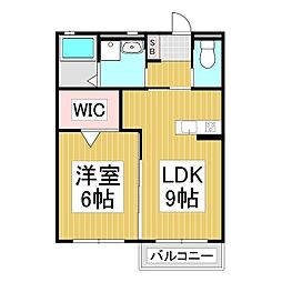 ドエル村井町南B棟 1LDKの間取図画像
