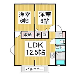 サンライフかどやB 2LDKの間取図画像