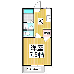 フレグランス桔梗 1Kの間取図画像