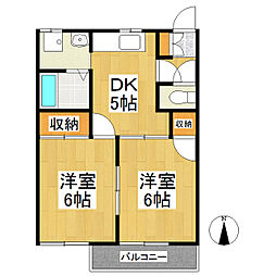 フレグランスハピネスA 2DKの間取図画像