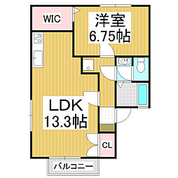 クレストファイブA 1LDKの間取図画像