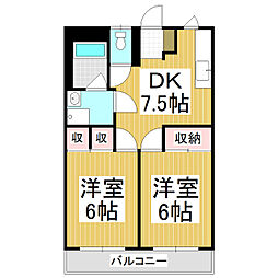 メゾンサンシティー 2DKの間取図画像