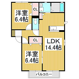 それいゆC 2LDKの間取図画像