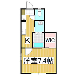 レインボー美晴A 1Kの間取図画像
