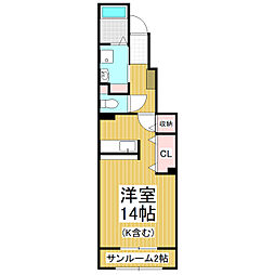 サンバティークB ワンルームの間取図画像