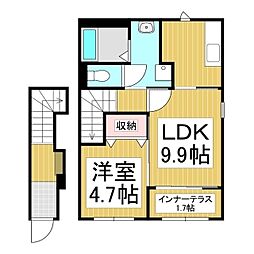 リバーベース 1LDKの間取図画像