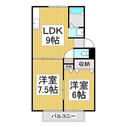 シュラベリ加根利C 2DKの間取図画像