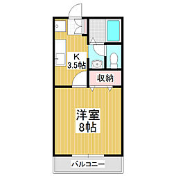 エスポアールA棟 1Kの間取図画像
