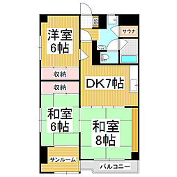 コーポかどや 3DKの間取図画像