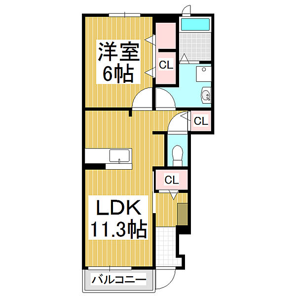 長野県松本市筑摩1丁目(賃貸アパート1LDK・1階・44.18㎡)の写真 その2