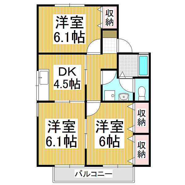 長野県松本市笹部3丁目(賃貸アパート3DK・1階・53.73㎡)の写真 その2