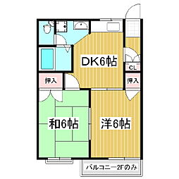 フレグランス松原 2階2DKの間取り