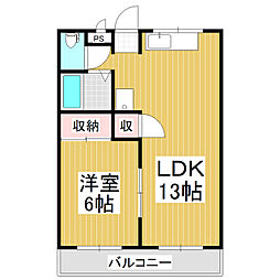 ラビットハウス 2階1LDKの間取り