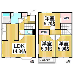 ファミール石芝A 1階3LDKの間取り