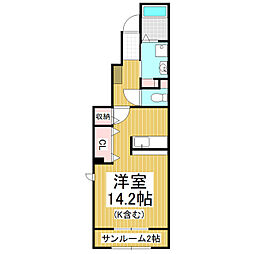 チムニー・ワン 1階ワンルームの間取り