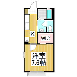 フォーエバー吉澤B棟 1階1Kの間取り