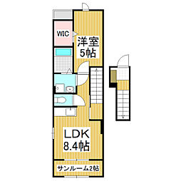 フェリーチェ 2階1LDKの間取り