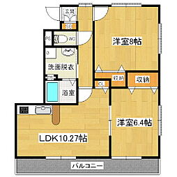 ヴィラージュ山辺A 2LDKの間取図画像