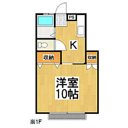 コーポ幸 1Kの間取図画像