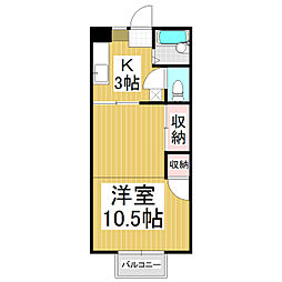サバービア村井 1Kの間取図画像