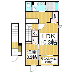 ソレイユ フルール III 1LDKの間取図画像