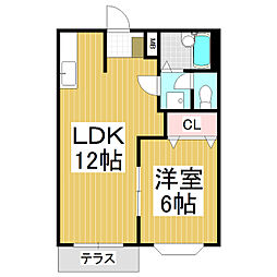 エルディム沙羅 1LDKの間取図画像