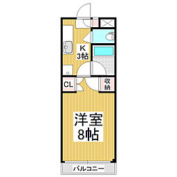ぽぱ 1Kの間取図画像