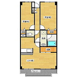 栄光マンション 2LDKの間取図画像
