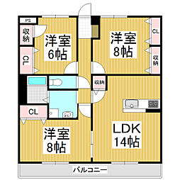 ビュー・クレスト 3LDKの間取図画像