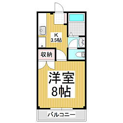 サニーハイツ 1Kの間取図画像