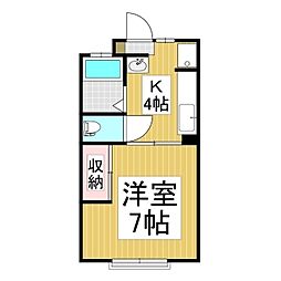 ドミールB 1Kの間取図画像