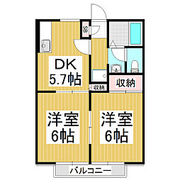 アメニティーハウス 2DKの間取図画像