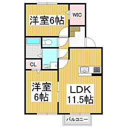 ルミエール・M 2LDKの間取図画像