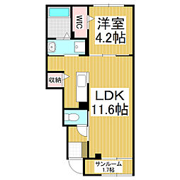 シャルマン シャトー 1LDKの間取図画像