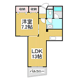 グランコート東和・安曇野B棟 1LDKの間取図画像