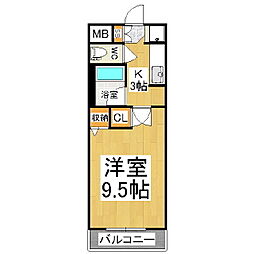 サンヒルズ高宮 1Kの間取図画像