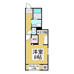 アルバーダ26B 1Kの間取図画像