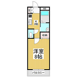マンションピースフル 1Kの間取図画像