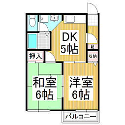 ファインパレス　Ｄ 1階2DKの間取り